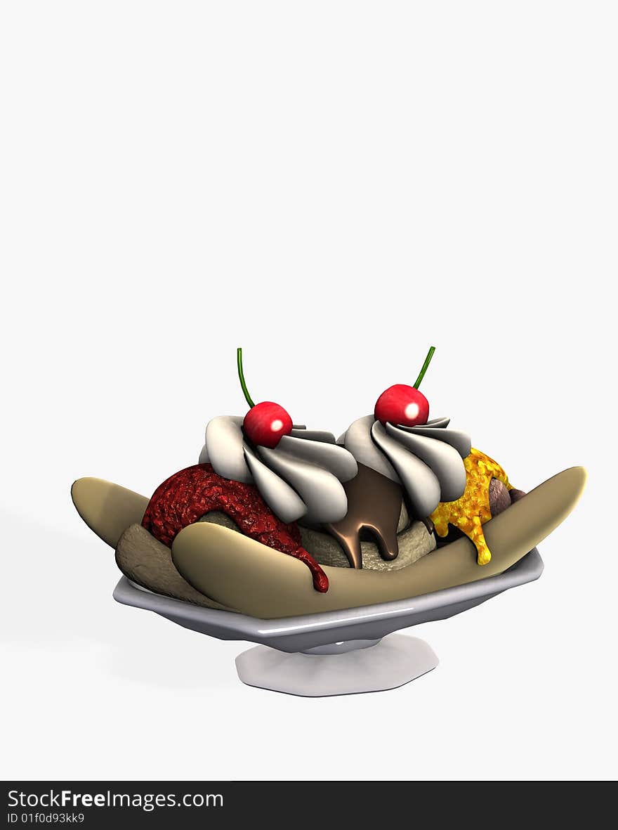 3d illustration banana split