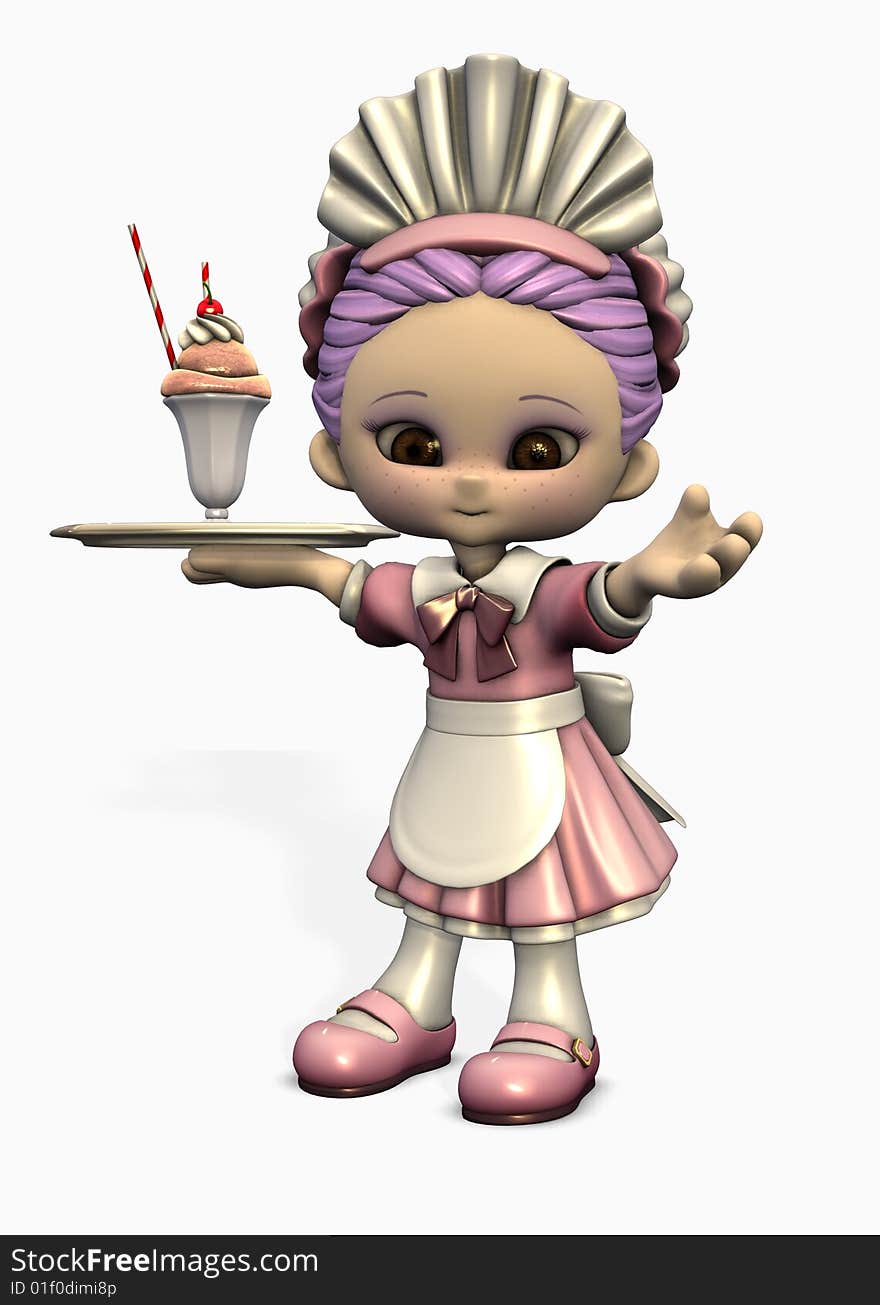 3d Cartoon Waitress