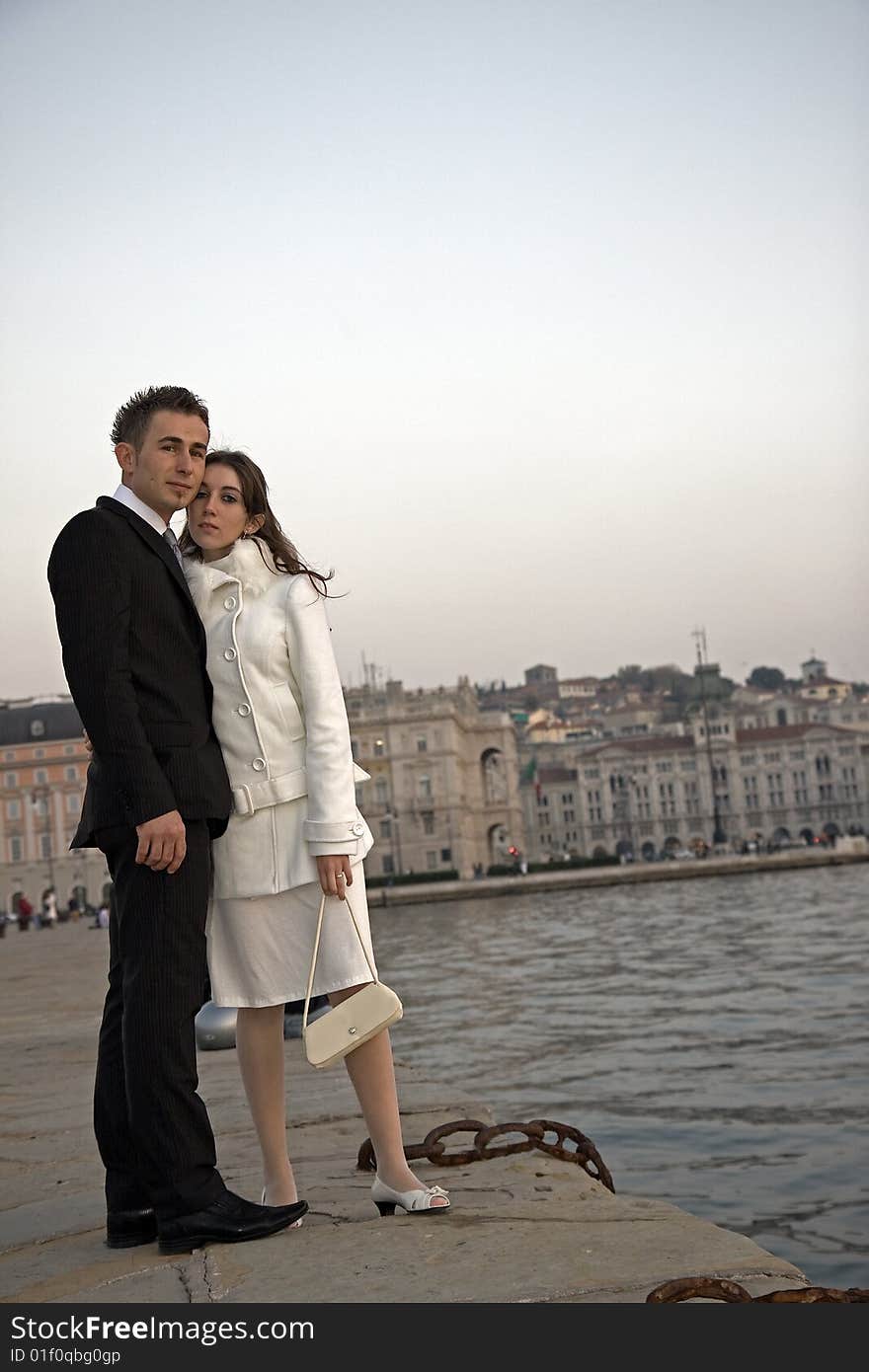 Embrace of the couple on the seashore. Embrace of the couple on the seashore