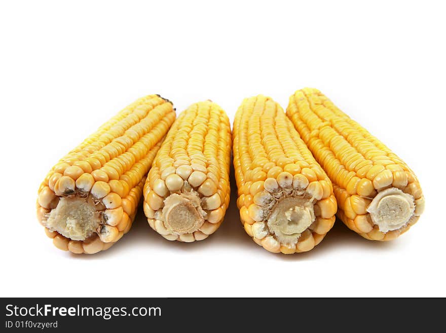 Close up of the corn cob isolated on white