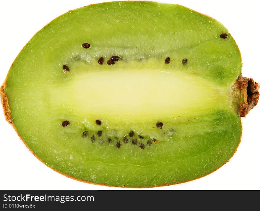 Macro photo of a kiwi on white background