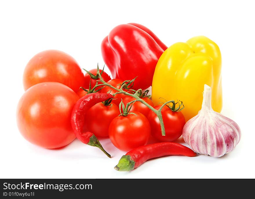 Fresh vegetables isolated on white