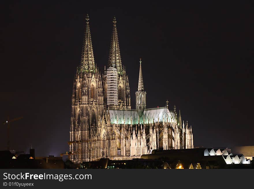 Night scene of gothic cathedral