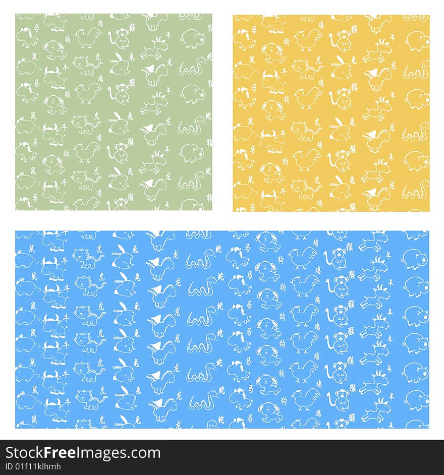 Illustration of some seamless animal backgrounds. Illustration of some seamless animal backgrounds