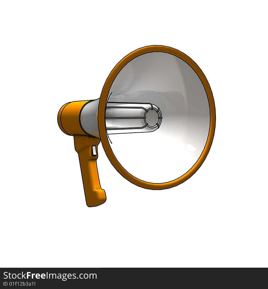 Megaphone - 3d isolated illustration on white. Megaphone - 3d isolated illustration on white