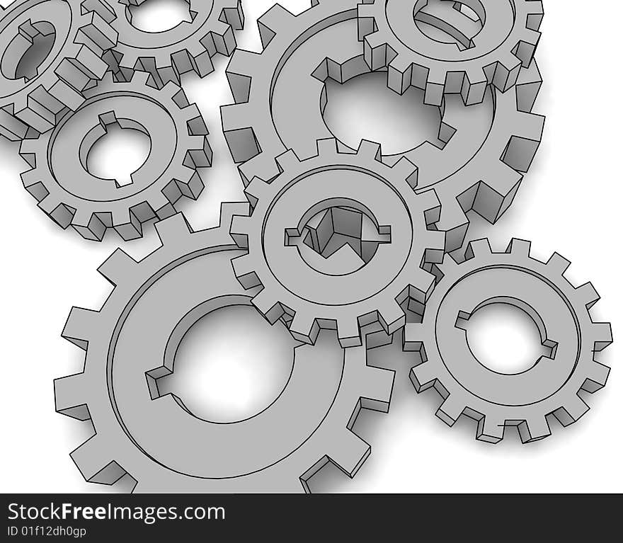 Isolated cogwheels - business network - illustration