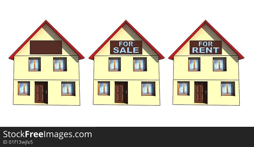 New houses - for rent/for sale - isolated illustration on white