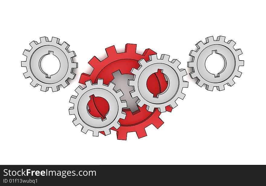 Isolated cogwheels - business network - illustration