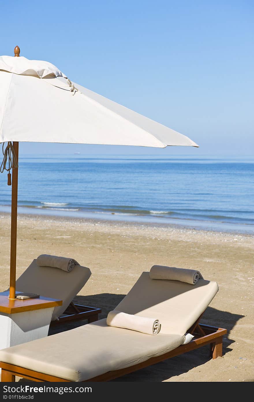 Deck chairs on the beach