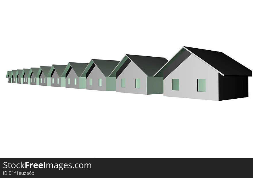 3D Render Of Modern Residential Houses