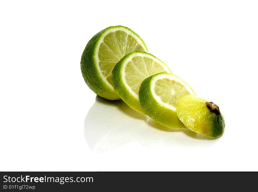 Green lime isolated on white background