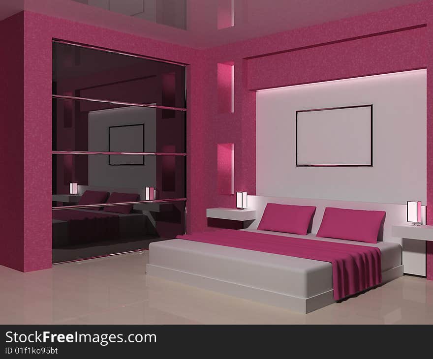 Modern scene of bedroom interior 3D