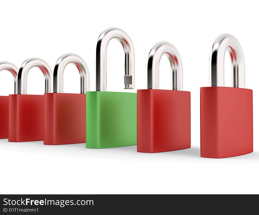 Different green padlock