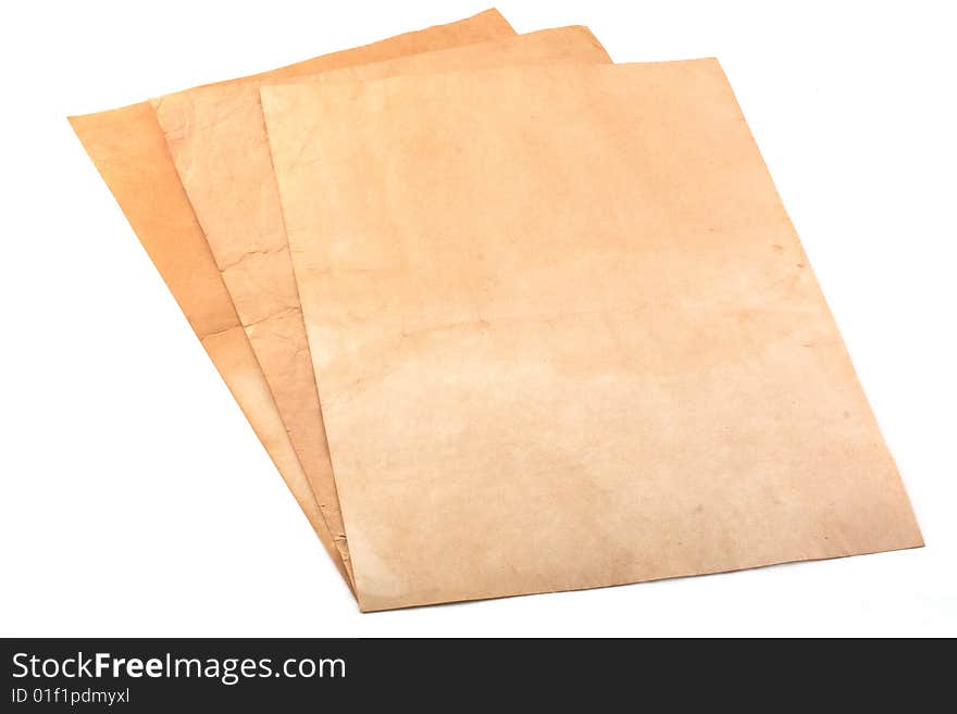 Aged paper pages on white background. Aged paper pages on white background