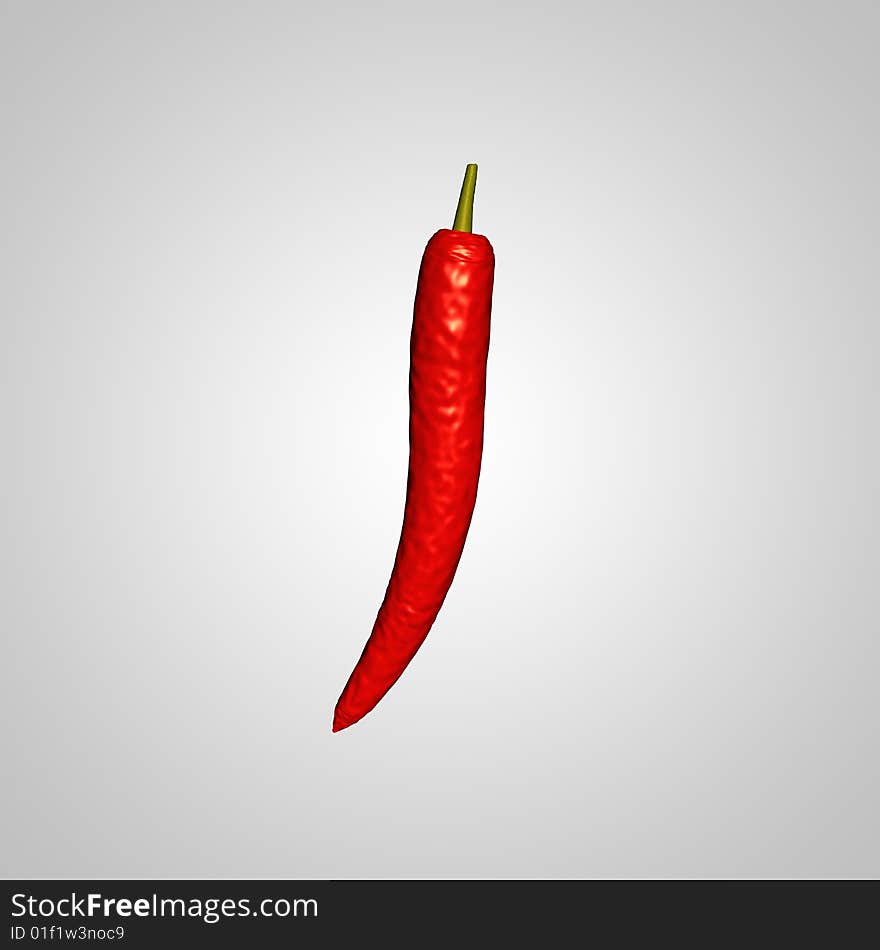 Red chili on white backgrounds.