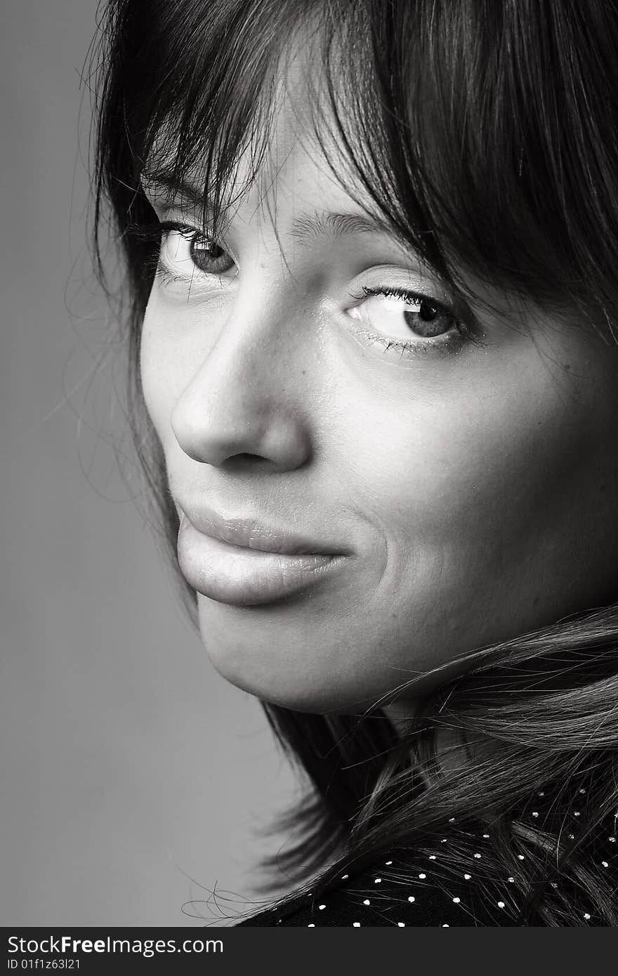 Black and white portrait of an attractive young woman. Black and white portrait of an attractive young woman