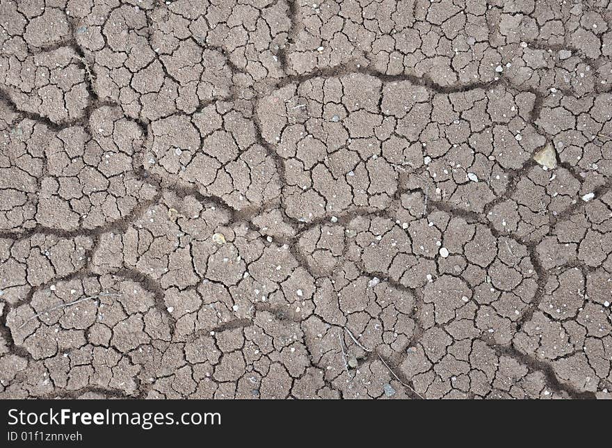 Cracked ground from drying up silty soil