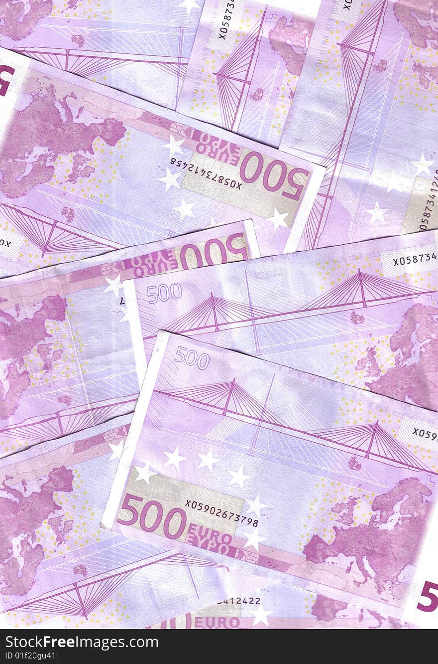 Five hundred euro banknotes background. Five hundred euro banknotes background