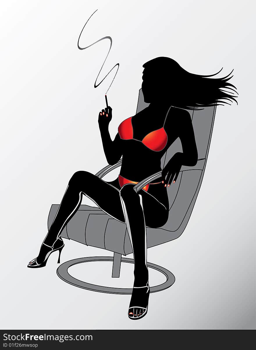 Luxury woman relax and smoking