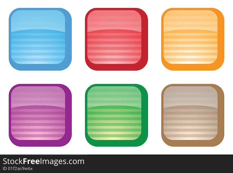 Colorful vector buttons. Isolated vector illustration on white background. Include additional format EPS v.8 (Adobe Illustrator).