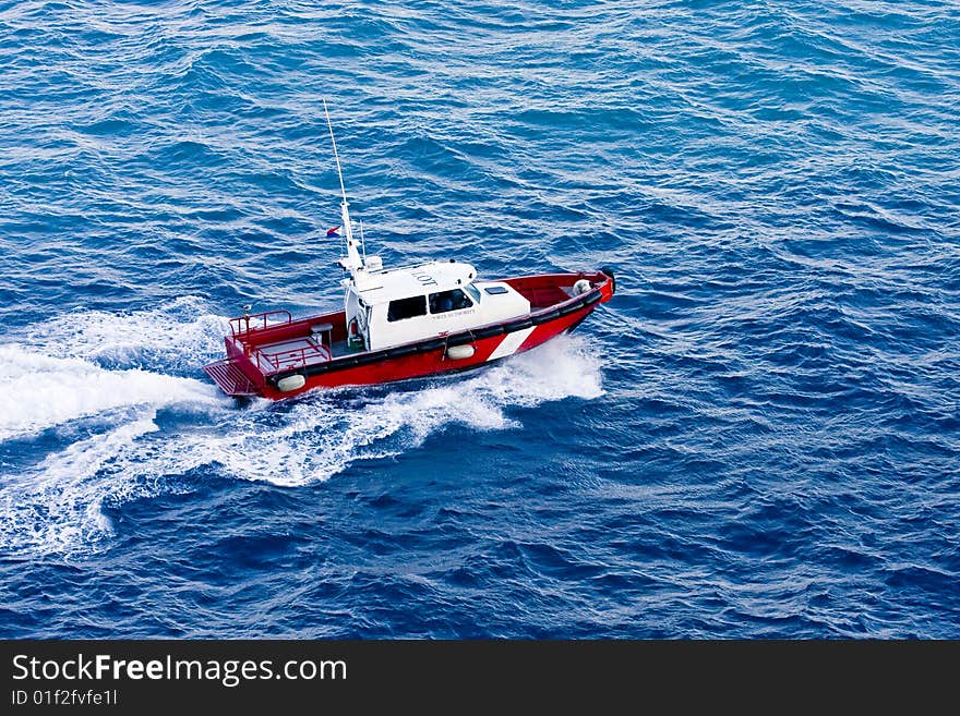 Red and White Pilot Boat