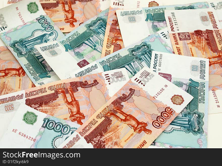 The Russian bank notes, roubles; background