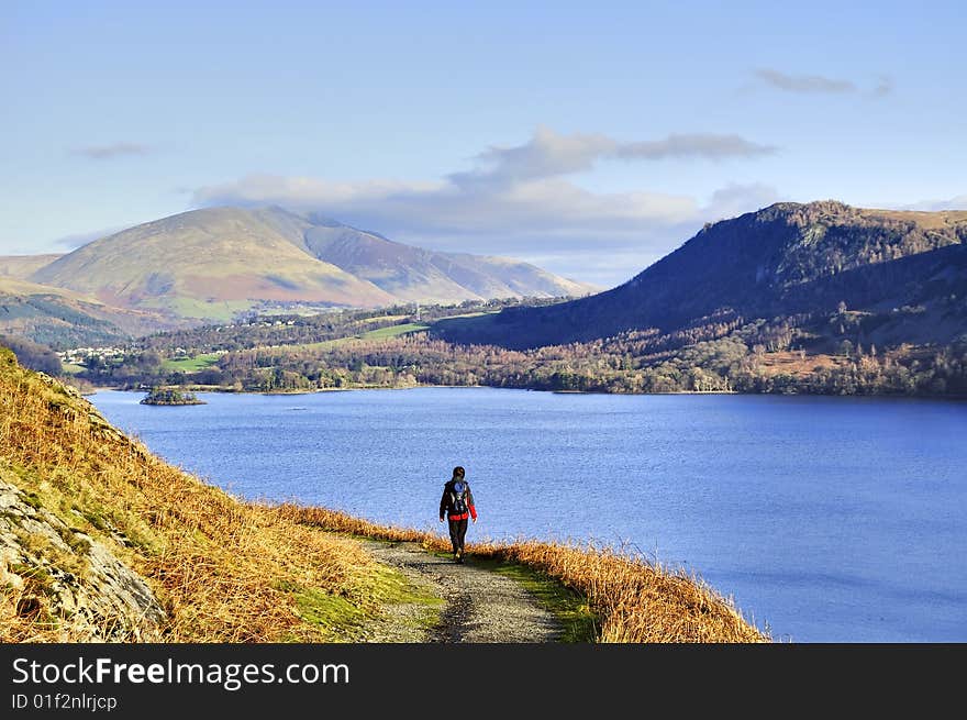 Female Hiker Above Derwent Water