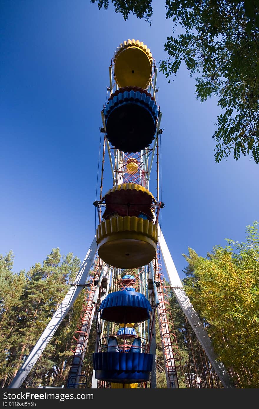 Big dipper in park on deep blue sky background