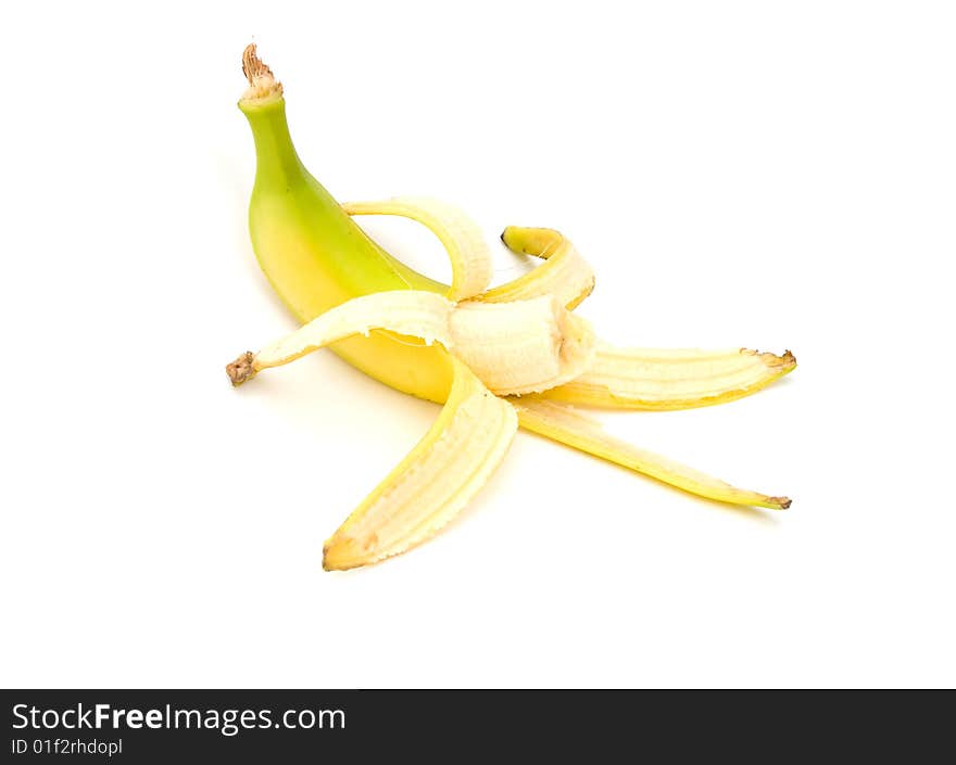 Yellow fresh banana isolated on white