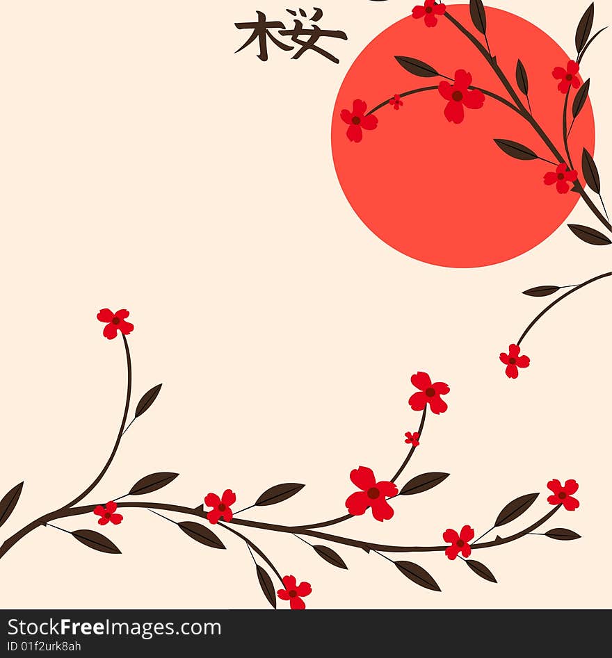 Branch of a plant, the Japanese style, background