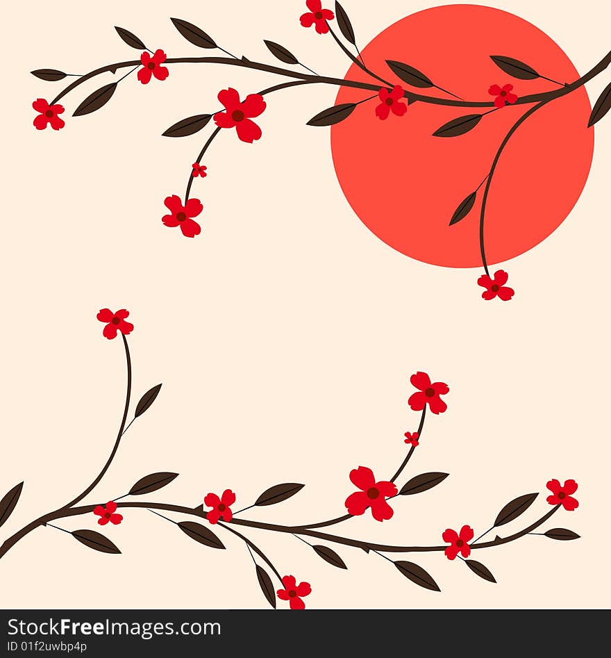 Branch of a plant, the Japanese style, background