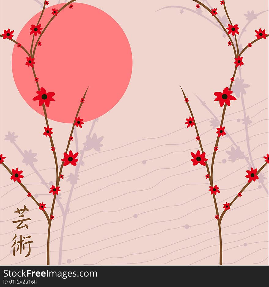 Branch of a plant, the Japanese style, background