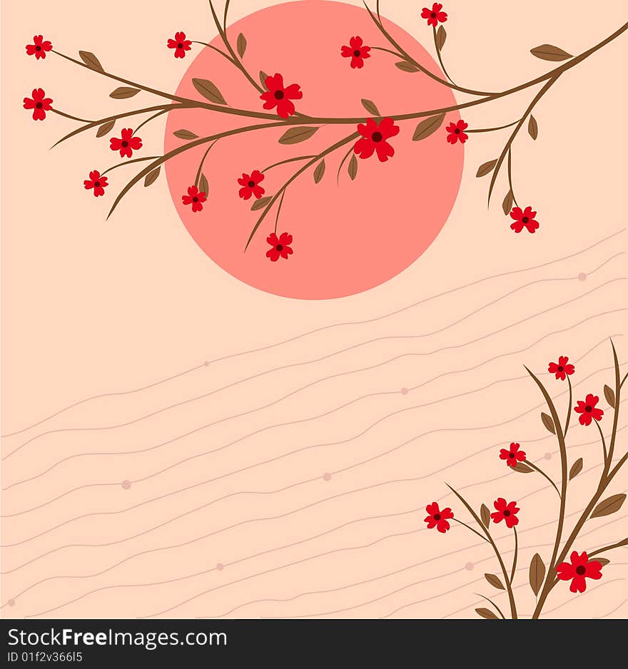 Branch of a plant, the Japanese style, background