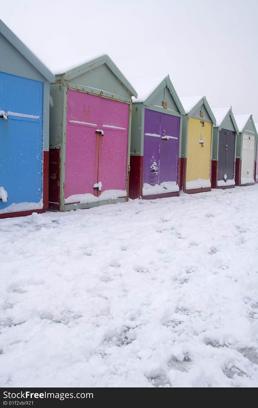 Beach huts in winter