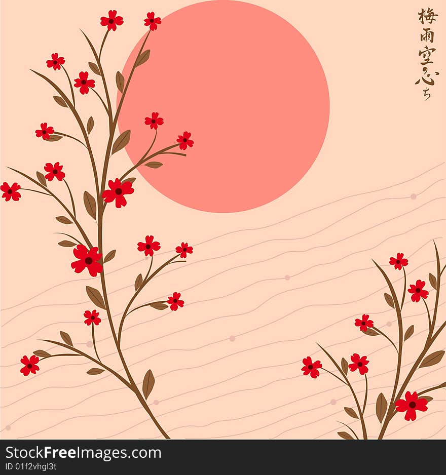 Branch of a plant, the Japanese style, background