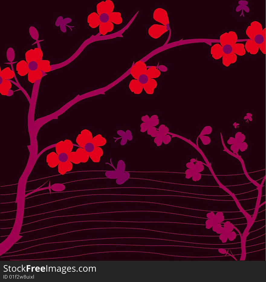 Branch of a plant, the Japanese style, background