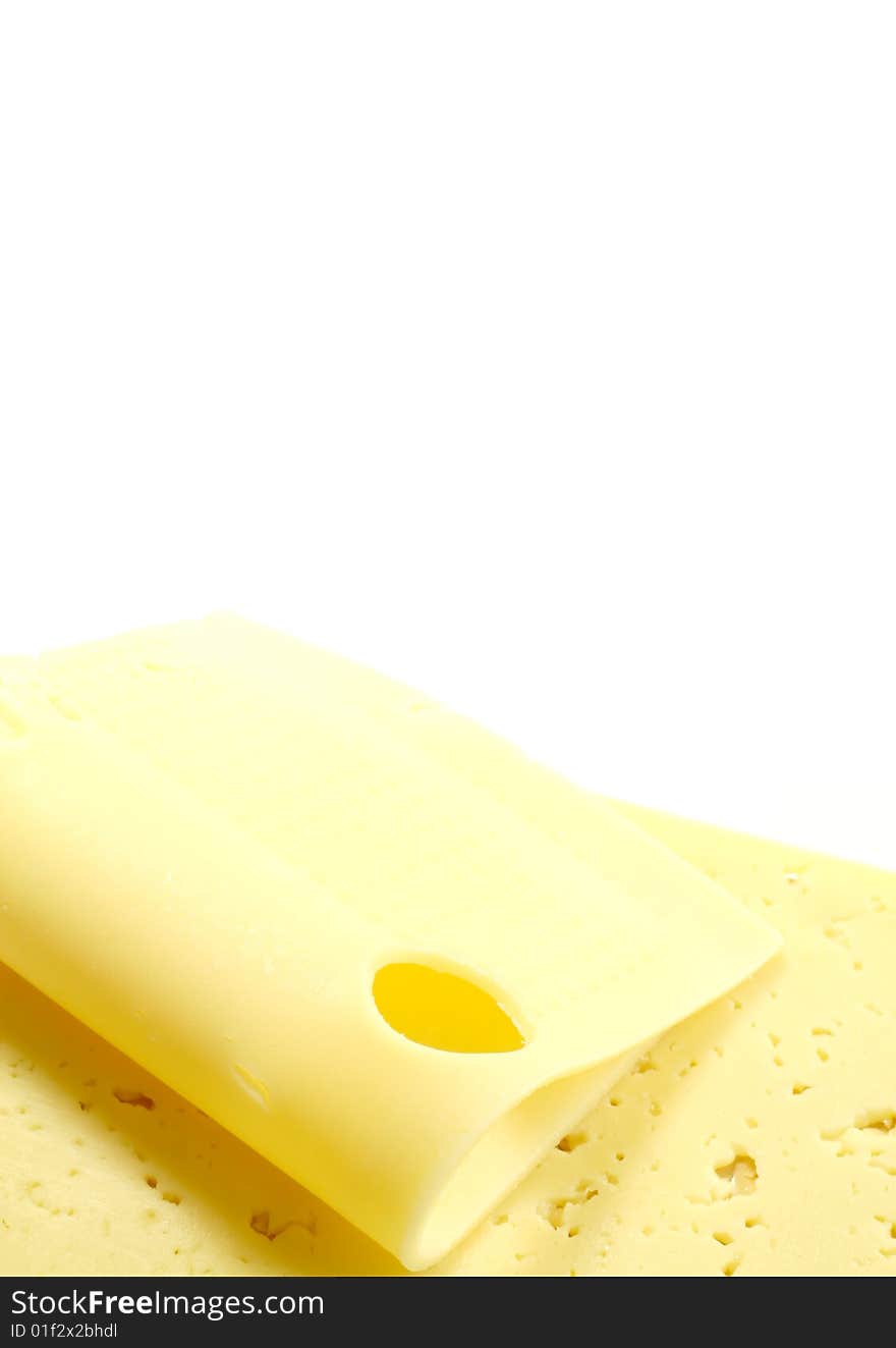 Cheese on white background