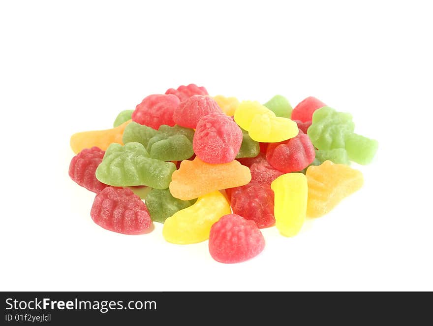 Color gelatinous sweets isolated on a white background