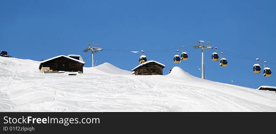 Cableway in high altitude,livigno