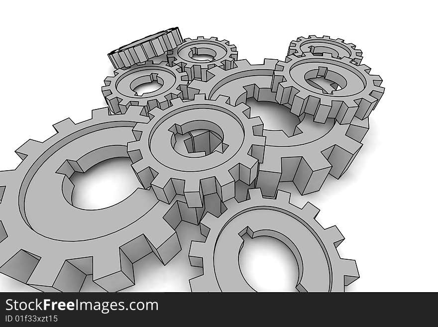 Isolated cogwheels - business network - illustration