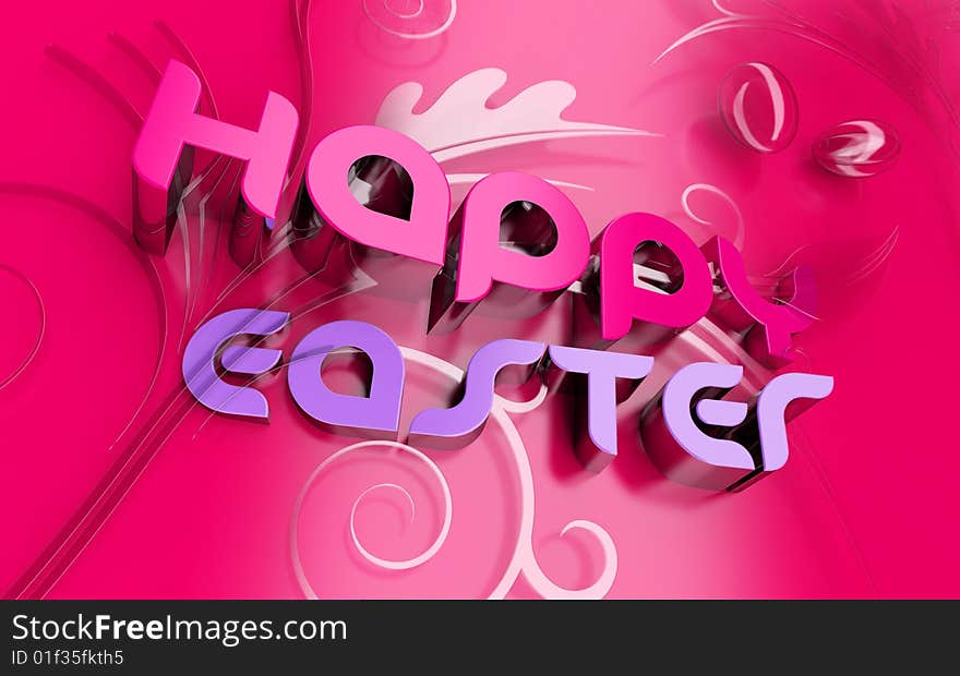 Happy Easter 3d Text And Florals