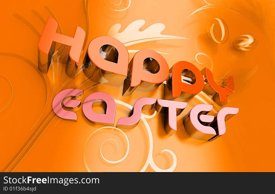 Happy Easter 3d text and florals over a gradient background.