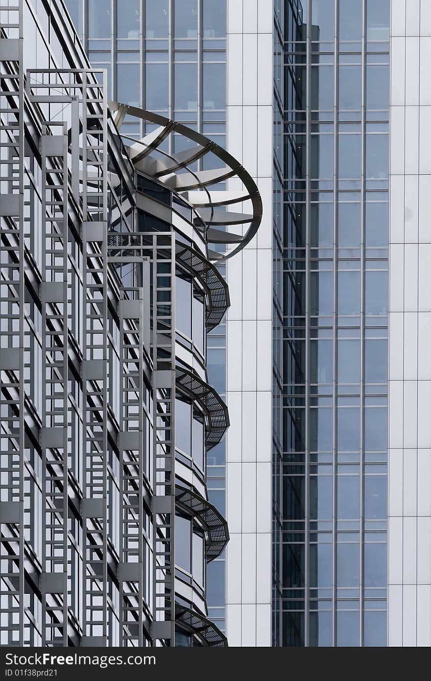 Reflection on an office building near Canary Wharf, London