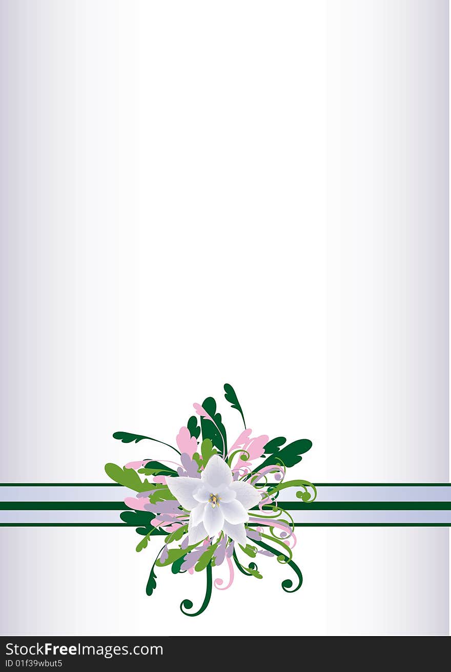 White flowers bouquet on white background; vector