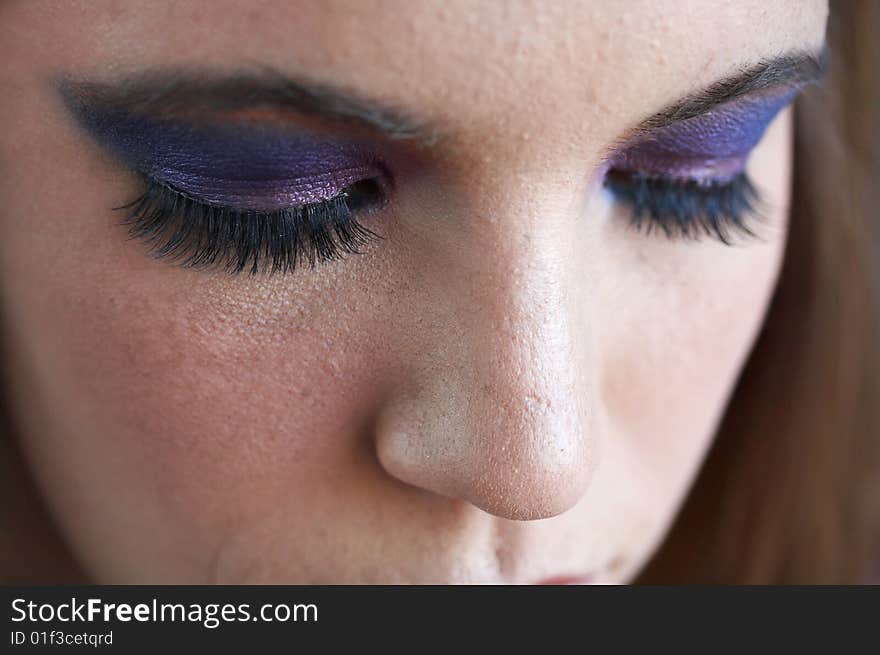 A macro photography of a girls closed eyes. A macro photography of a girls closed eyes