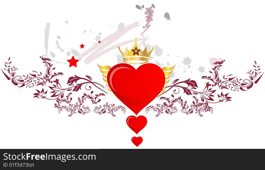 Beautiful hearts with hut, flowers and tree. Beautiful hearts with hut, flowers and tree