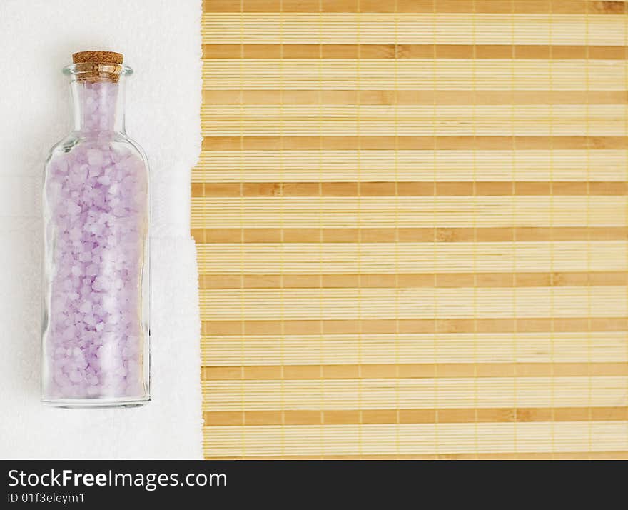 Brightly light spa display on top of a bamboo mat. Brightly light spa display on top of a bamboo mat