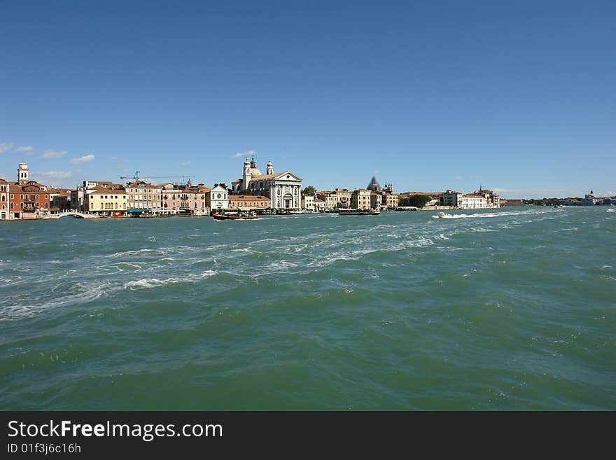 View to the city of Venice, Italy.