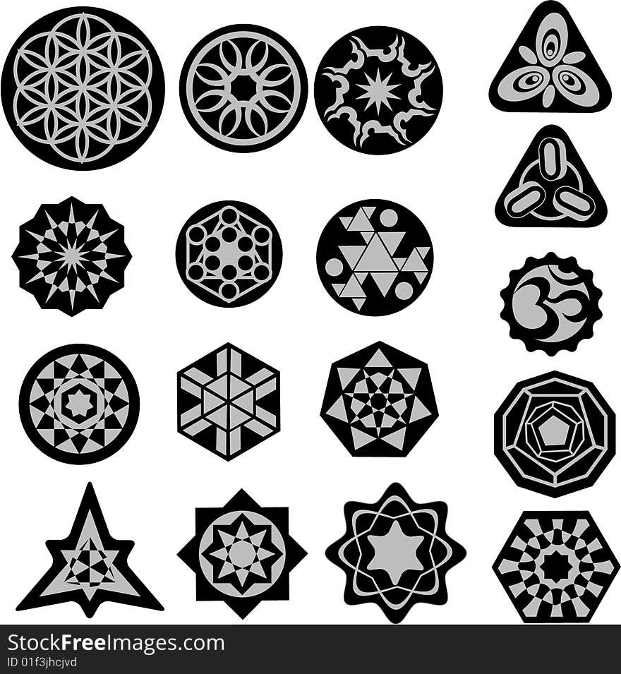 Set of tribal signs and symbols on the blacke plates. Set of tribal signs and symbols on the blacke plates.