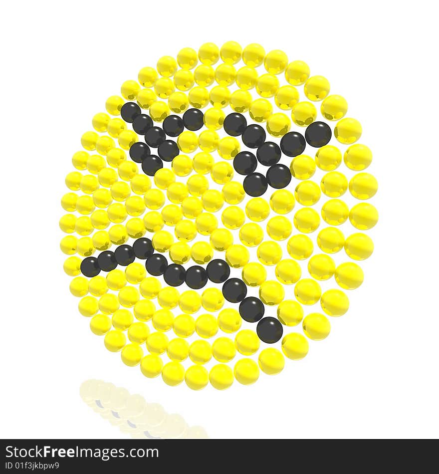 An angry yellow smilie from spheres. An angry yellow smilie from spheres